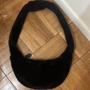 Faux fur crossbody hobo bag